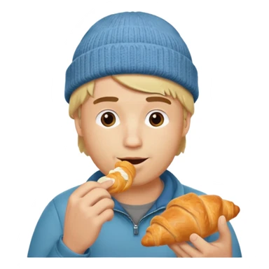 blonde man with beanie eating croissant sticker
