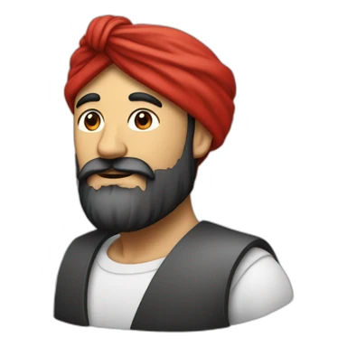 homme avec une longue barbe noir et un turban à carreaux rouges et blancs sticker