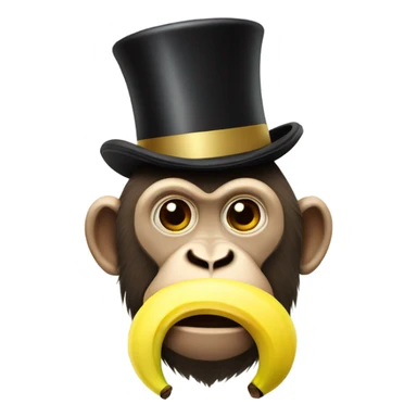 Monkey with banana top hat and banana mustache sticker