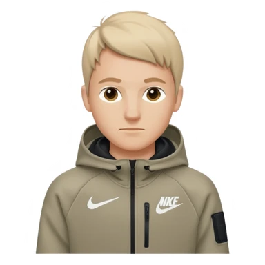 White person wearing a Nike Tex with hood sticker