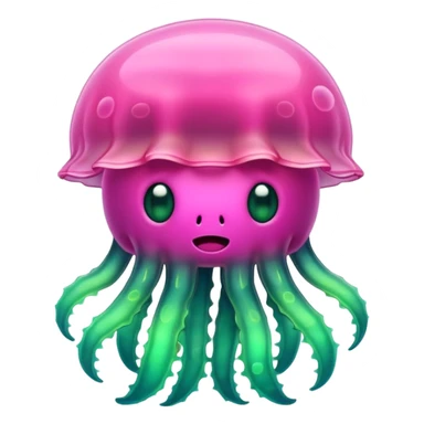 Cute green pink jellyfish with ugly face sticker