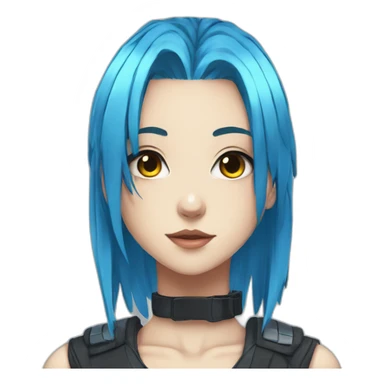 Anime girl with blue hair cyberpunk sticker