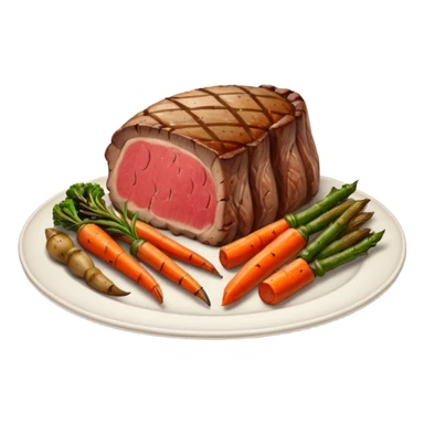 Realistic Prime rib steak on plate sticker