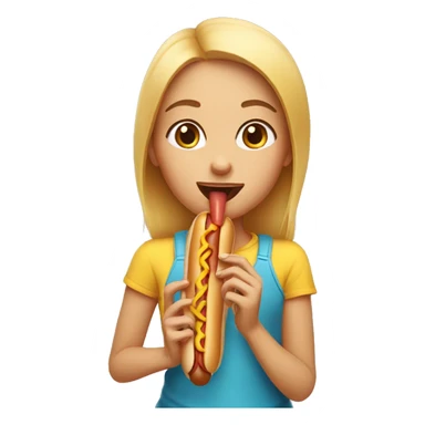 Girl eating hot dog  sticker