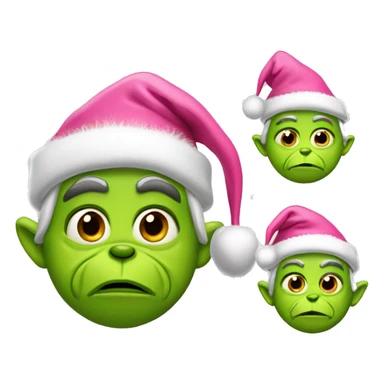 Grinch with pink Santa hat sticker