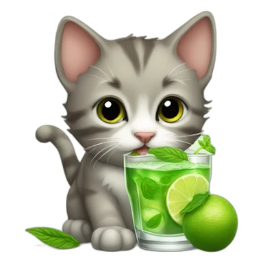 baby sherlock holmes cat drinking mojito sticker