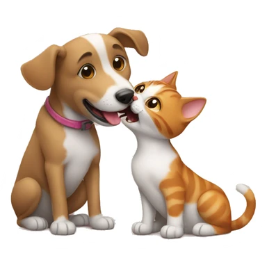 dog licks cat sticker