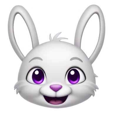Jax the rabbit with purple skin and devious eyes and a smile sticker