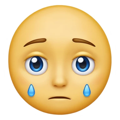 A regular, simple, yellow  skin, round face emoji looking straight at me not smilling, just staring with a blue and almost clear looking tear rolling down its cheek sticker