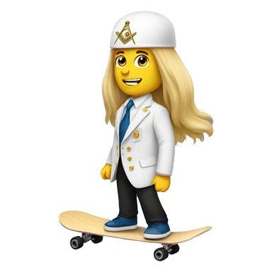 Freemason white with long hair skateboarding sticker