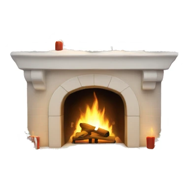 White aesthetic clean Christmas fire place sticker