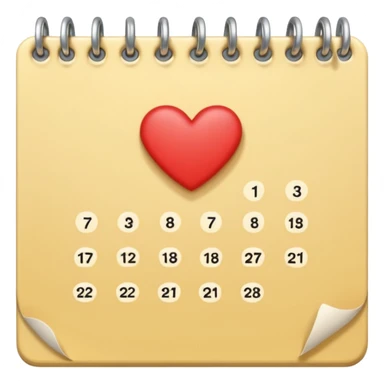 cute kalender , really light yellow/gold/brown themed with maybe a little heart on it. its paper in it and rings at the top of it where the paper is on. it needs to look like its drawed  and the rings at the top instead.  and it not has to look like its standing and a little bit more out zoomed  sticker