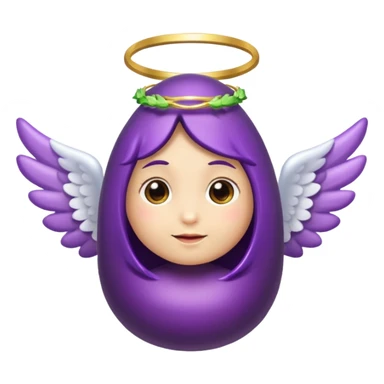 Eggplant from the side wearing an angel halo sticker