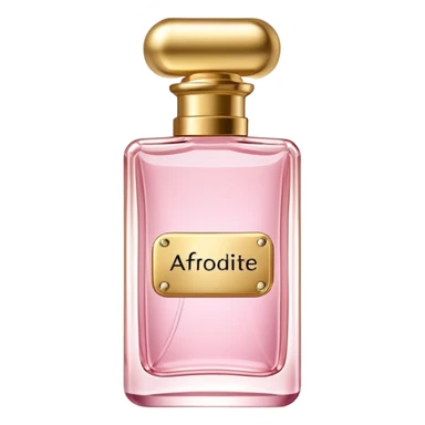 rectangle perfume light pink liquid gold cylinder cap written Afrodite sticker