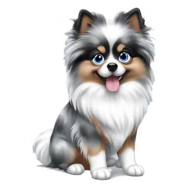 Blue merle Pomeranian with blue eyes sticker