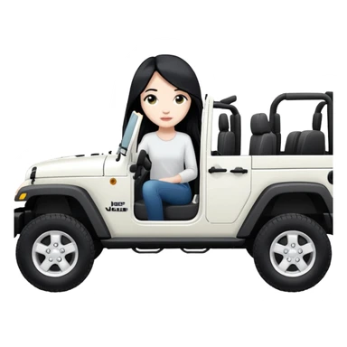 4 door jeep wrangler white long black hair girl  sticker