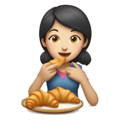 chinese girl eating croissants  sticker