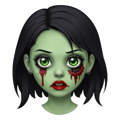 Zombie girl with a septum piercing black hair green skin sticker