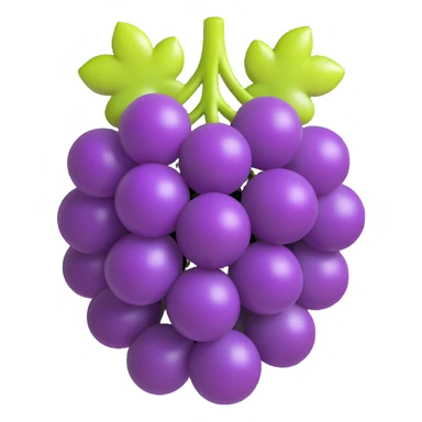 a cluster of grapes, shiny and plump, 3D emoji style sticker