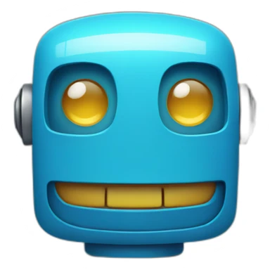 cute blue robot smiling sticker