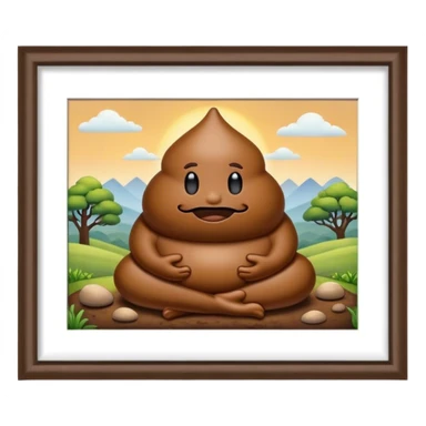 meditating poop emoji landscape  sticker