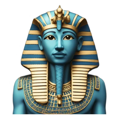 Face of God Ptah statue in blue egypt crown sticker