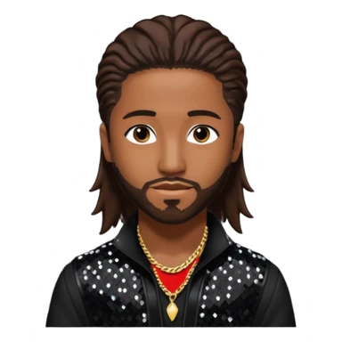 Omarion from B2K with long dark brown hair, black sequin outfit sticker