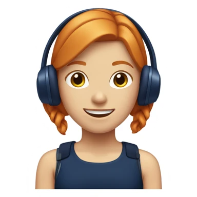 Ginger girl wearing navy blue headphones sticker