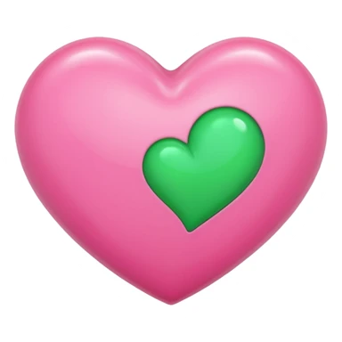 Pink heart with smaller green heart sticker