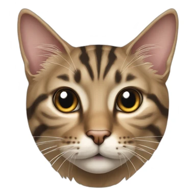 Cat Breed Tabby Ears Slightly pointed and sharp in shape Eyes Large and intense, with a strong gaze Whiskers Very long Chin Sharp with distinct lines sticker