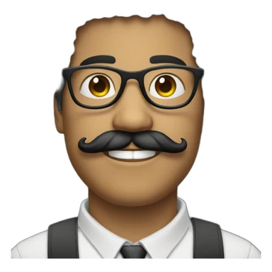 Man with black hair Afro and glasses and moustache  sticker