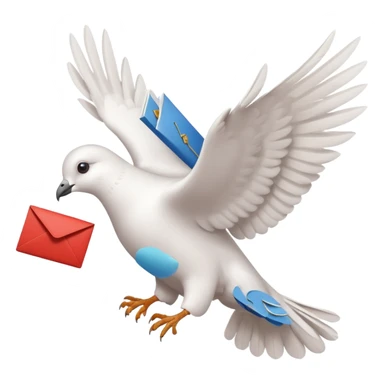 a dove flies with a letter in its paws sticker