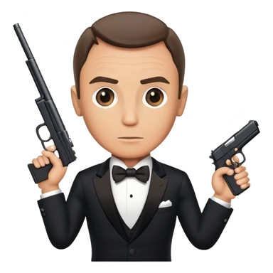 James Bond in tuxedo with gun, secret agent sticker