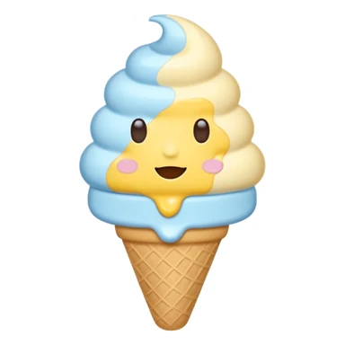 Ice cream emoji, pastel blue & yellow palette
Flat vector, minimal, cute emoji style sticker