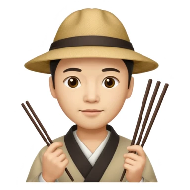 Chinese guy with a hat and chopsticks sticker