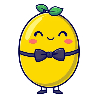 lemon with a face, monocle, and bow tie sticker