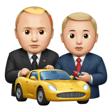 Vladimir Putin and Kim jong un sit and plays with toys cars sticker