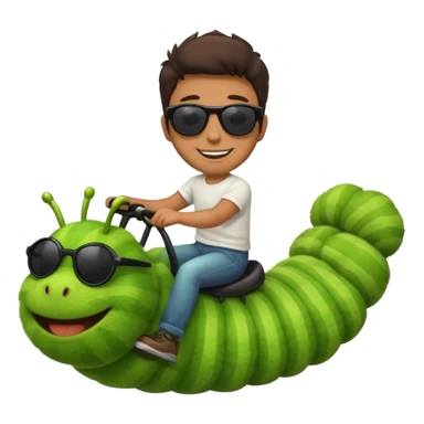 a man riding a caterpillar sticker
