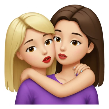 blond girl kissing brunette girls neck sticker