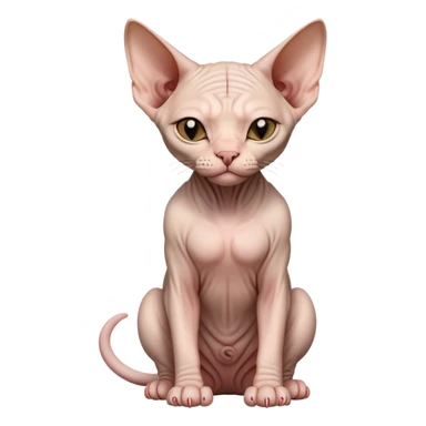 hairless sphynx cat full body sitting with eyes closed sticker