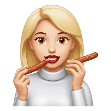 Woman eating sausage sticker