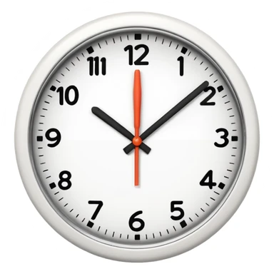 A 3D cartoon clock showing a few minutes before twelve, clean minimal background, Memoji-style. sticker