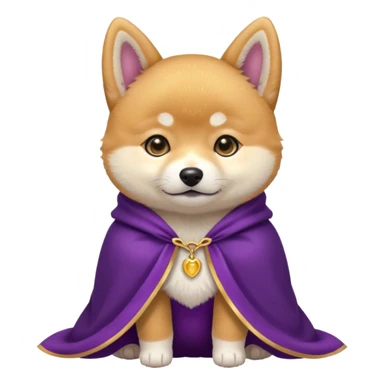 baby shiba dog, in magic purple cloak sticker