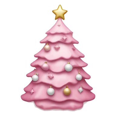 Pink pastel Christmas tree with pink and white ornaments  sticker