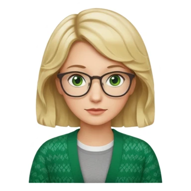 librarian teacher with short wavy blonde hair and green eyes NO GLASSES sticker