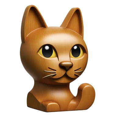 Mid century modern style wooden cat statue sticker