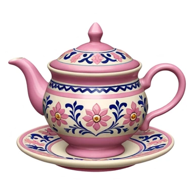 Pink white & beige Talavera tea cup sticker