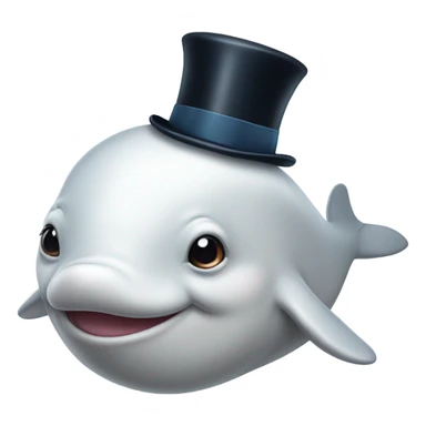 Beluga whale with top hat sticker