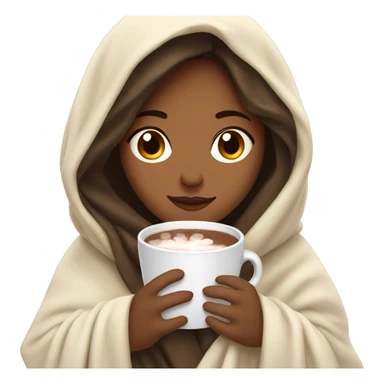 brunette girl wrapped in a blanket with a cup of hot chocolate sticker