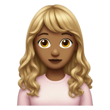 girl with long semi wavy hair and curtain bangs  sticker